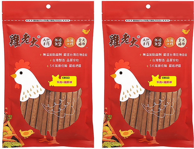 雞老大 乾燥零食 犬用, 牛肉 + 雞肝棒, 160g, 2包