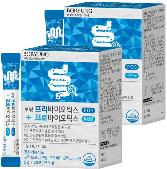 Boryung 益生元益生菌隨身粉包 30條入, 150g, 2盒