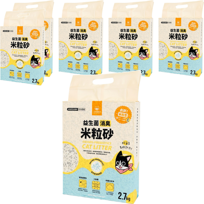 DOG CAT STAR 汪喵星球 益生菌消臭豆腐砂 米粒型, 消臭, 2.7kg, 6袋
