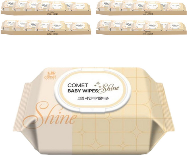 comet Shine系列 嬰幼兒濕紙巾 掀蓋式, 100張, 40包