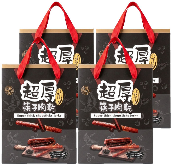 祿月6 超厚筷子肉乾伴手禮盒 黑胡椒, 240g, 4盒