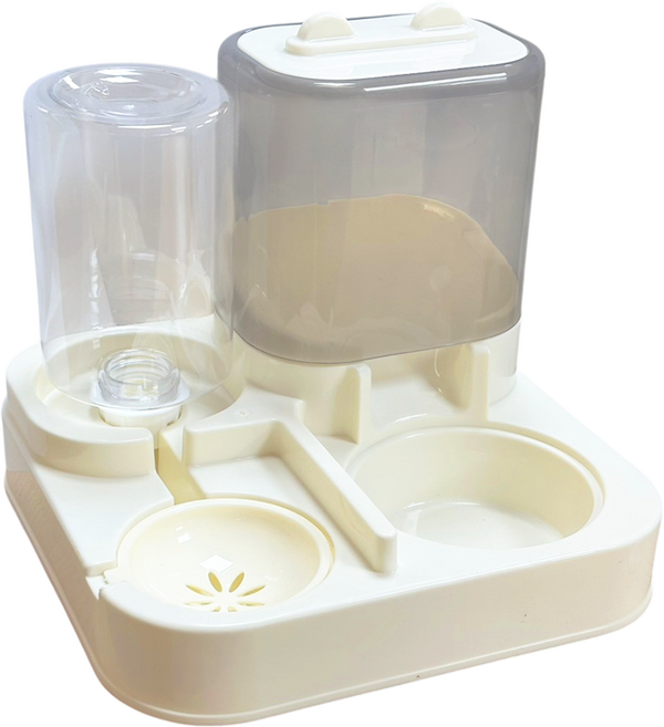 毛皇上 一體式飲水餵食器 透明款 780g 2L, 極簡白, 1個