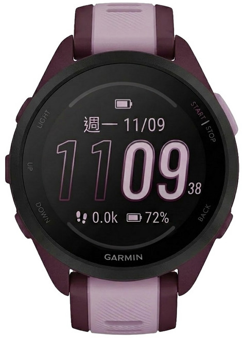 GARMIN FORERUNNER 165 MUSIC GPS智慧心率跑錶, 甜莓紫, 1.2吋, GPS + 藍牙