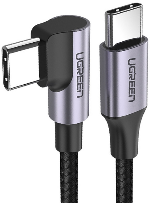 UGREEN 綠聯 60W快充電競線Type-C傳輸線 公對公編織金屬版, 0.5m, 黑色, 1條