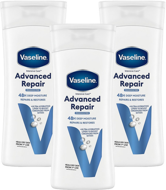 Vaseline 凡士林 潤膚乳液 修護無香, 3瓶, 200ml