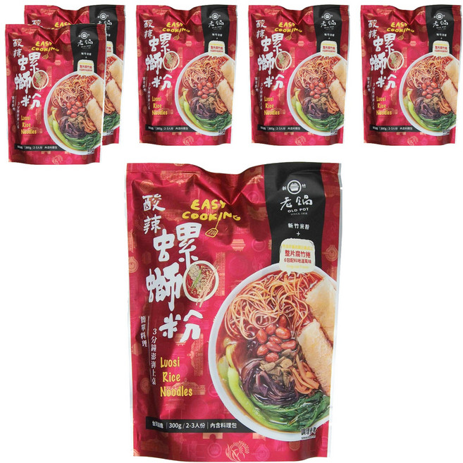 老鍋米粉 酸辣螺螄粉 2~3人份, 300g, 6包