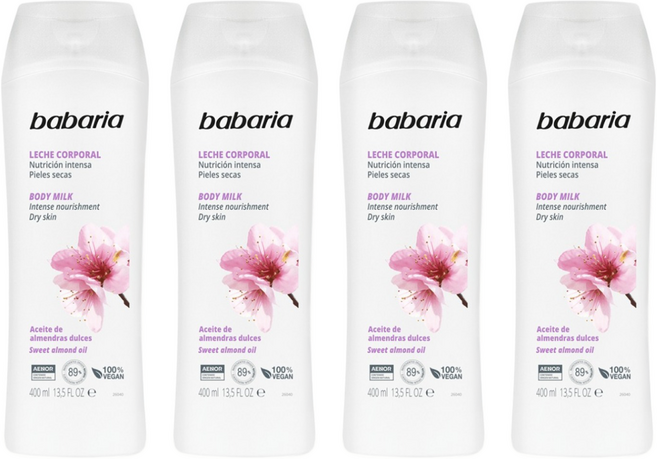 babaria 台灣公司貨 甜杏仁油保濕滋養身體乳, 400ml, 4個