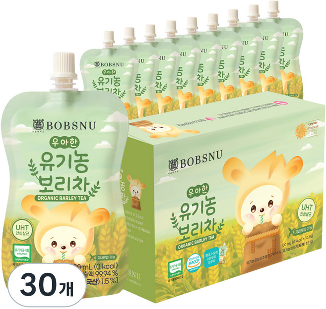 BOBSNU 優雅大麥茶即飲包, 30包, 1包, 100ml