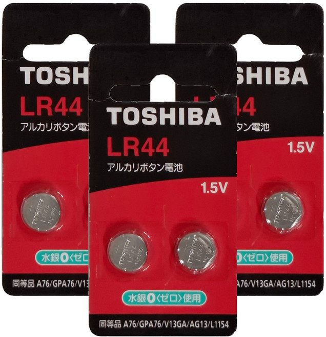 TOSHIBA 東芝 台灣公司貨 鹼錳鈕扣型電池 LR44 1.5V 11.6 x 5.4mm, 2顆, 3組