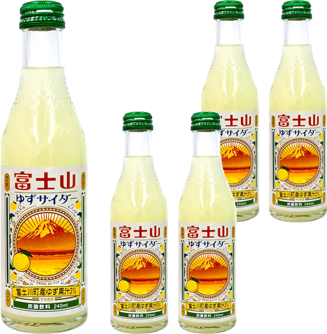 木村飲料 富士山柚子風味汽水, 240ml, 5瓶