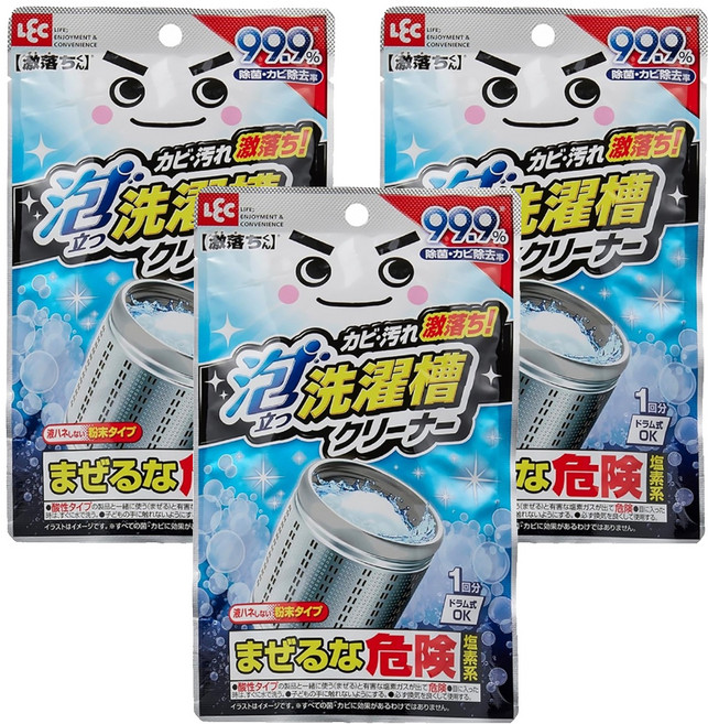 LEC 激落君濃密泡洗衣槽清潔劑 粉劑款, 3包, 120g