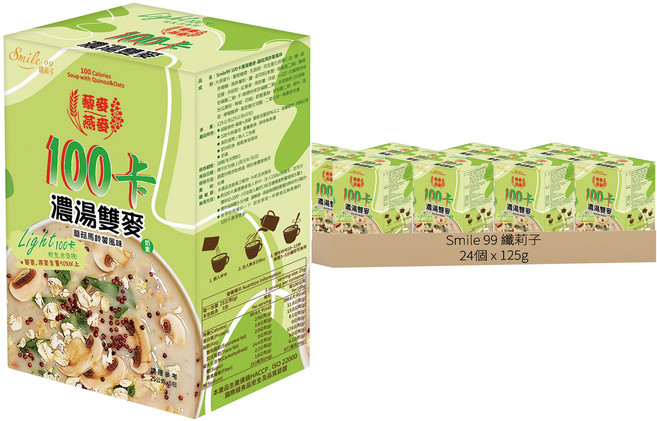 Smile 99 纖莉子 100卡濃湯雙麥 蘑菇馬鈴薯風味, 125g, 24個
