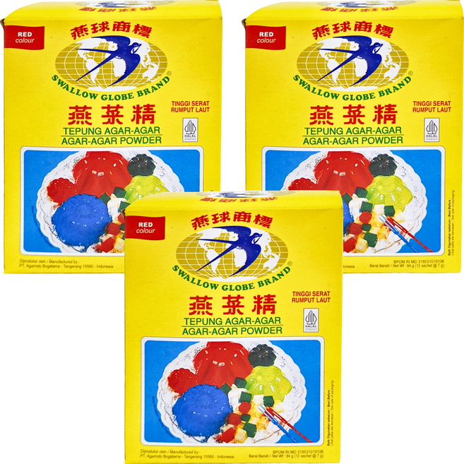 SWALLOW GLOBE 燕球 洋菜粉 紅色, 84g, 3盒