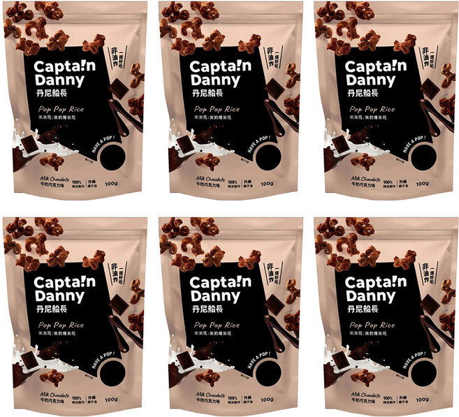 Captain Danny 丹尼船長 米米花 牛奶巧克力味, 100g, 6包
