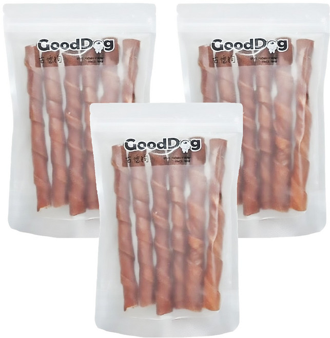 GoodDog 古德狗 原色大捲棒, 新鮮牛皮, 180g, 3包