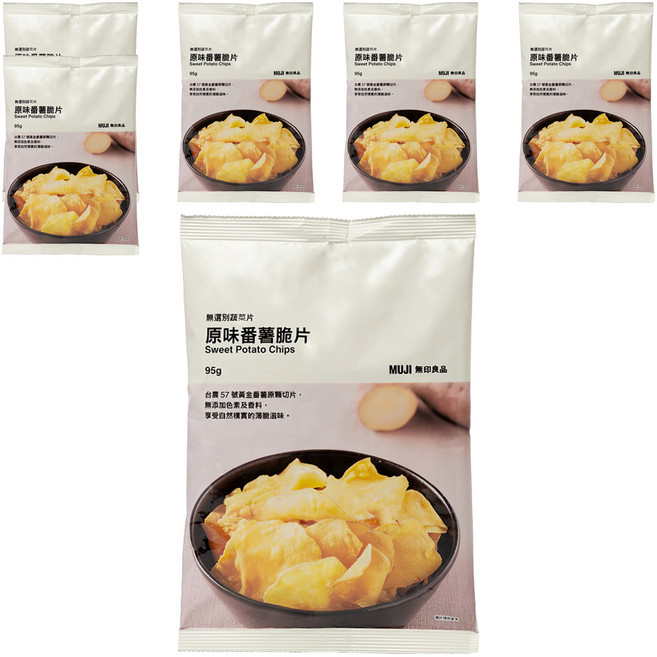 MUJI 無印良品 國產番薯脆片 原味, 95g, 6包