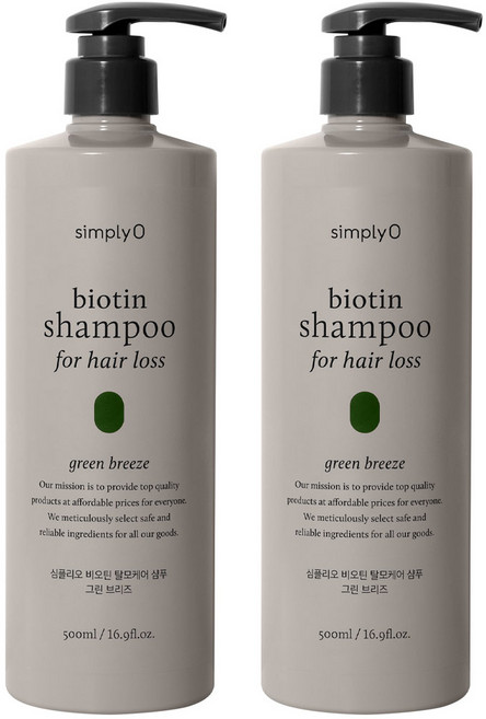 simplyO 生物素健髮洗髮精 綠微風香, 500ml, 2瓶