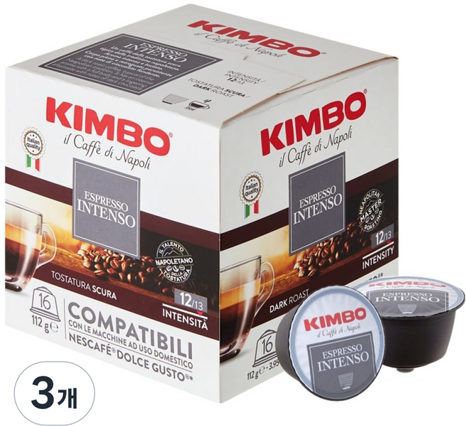 KIMBO 金寶 多趣酷思咖啡機適用Intenso咖啡膠囊, 7g, 16顆, 3盒