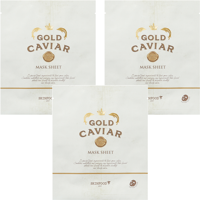 SKINFOOD 黃金魚子醬EX面膜 25g, 3個