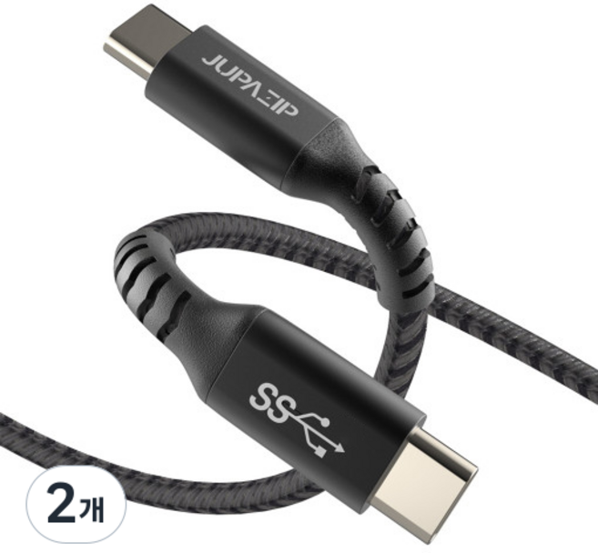 JUPAZIP C to C 高速充電線 PD Type Thunderbolt 60W, 單一顏色, 2個, 1m