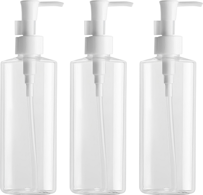 沐浴乳/洗髮乳/洗手乳 高身按壓瓶/分裝瓶 500ml, 透明色, 3個