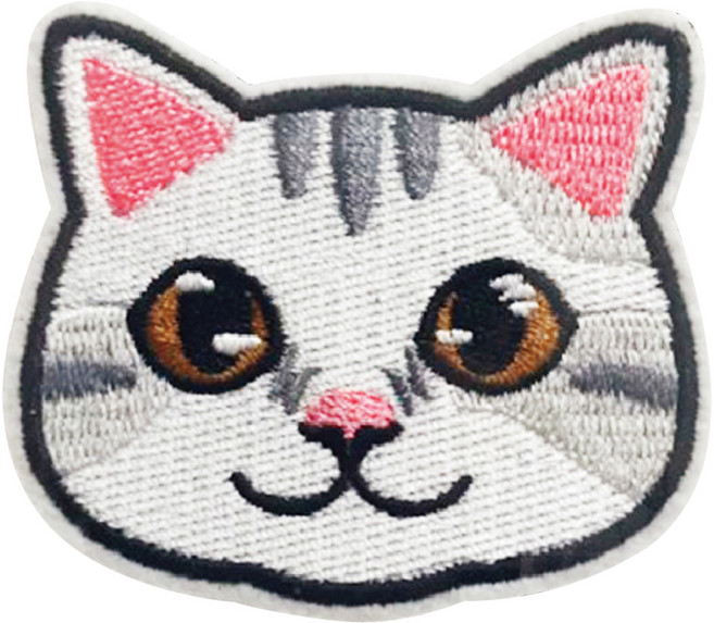 Hi 你好 刺繡貼紙, 小白貓, 1張