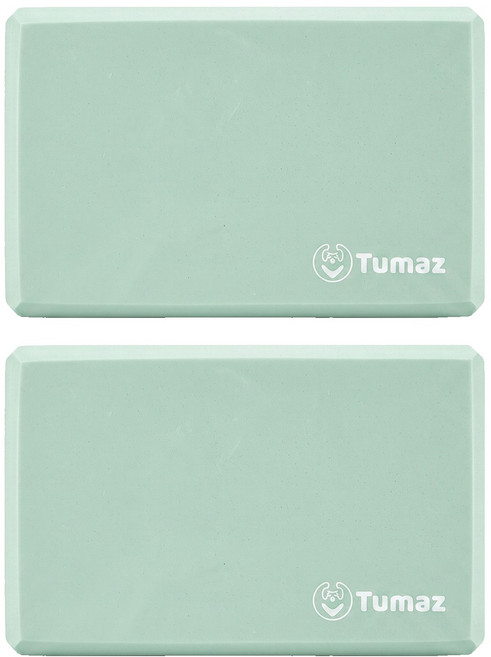 Tumaz 月熊 50D高密度EVA瑜珈磚, 夾心湖綠, 2個