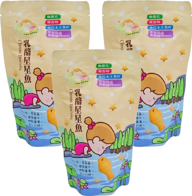 Love Nature 愛天然 乳酪星星魚, 140g, 3包