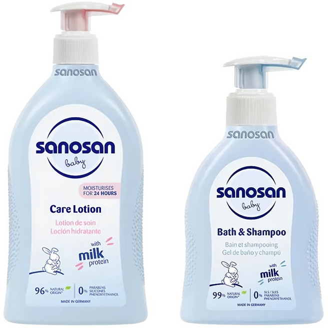 sanosan baby re:mind 極潤保養超值組 潤膚乳液500ml + 洗髮沐浴露200ml, 1組