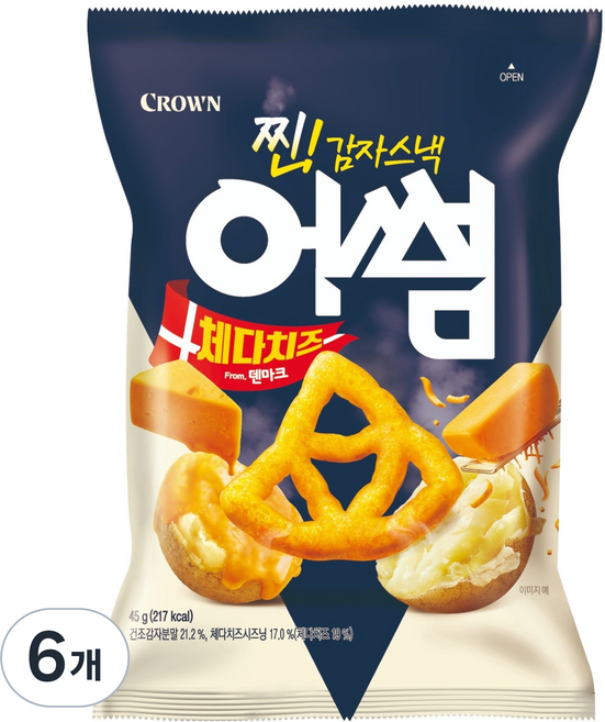 CROWN 皇冠 Awesome 切達起司馬鈴薯零食, 45g, 6個