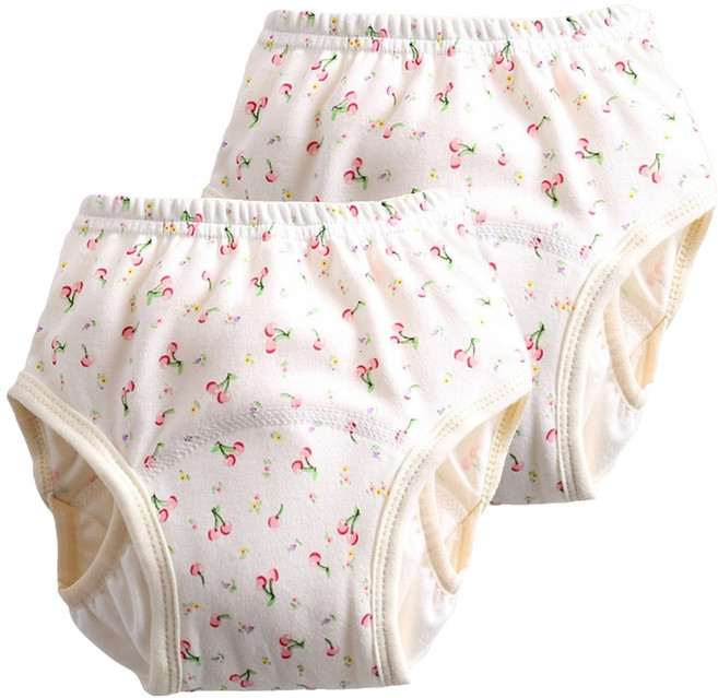 加厚6層學習褲 尿布褲 8-12kg 2件, 小櫻桃 白色, 1組