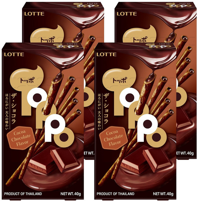 Toppo 夾心餅乾棒 濃厚巧克力口味, 40g, 4盒