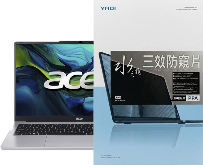 YADI 亞第 靜電吸附 16:9 水之鏡防窺片 Acer Aspire Lite AL15 71P 54V5 專用 PF4PPA-W156, 黑色, 1片