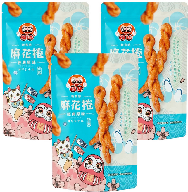 福味 手工麻花捲 原味, 200g, 3包