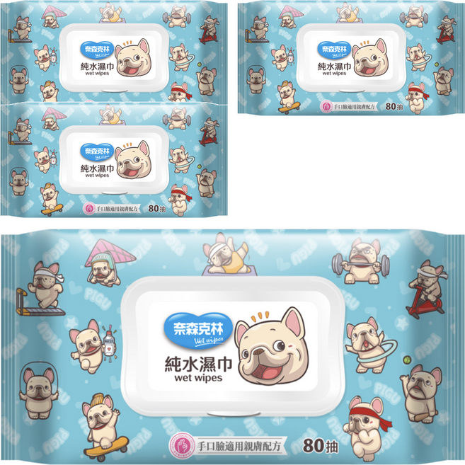 奈森克林 一神家族純水濕巾 掀蓋, 1入, 4包
