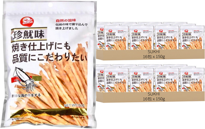 SUKHI 珍魷味 香辣捲 紅燒魷魚, 150g, 32包