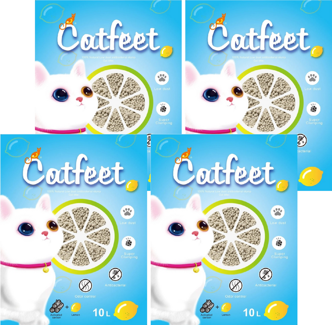 Catfeet 低粉塵抗菌凝結貓砂, 檸檬, 7kg, 4袋