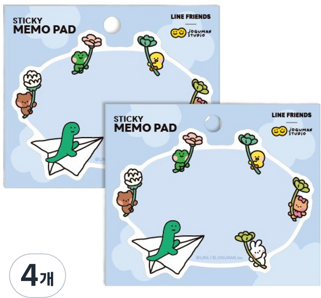 Flyingwhales LINE FRIENDS Joguman minini 便利貼, 4個, 飛行, 50張