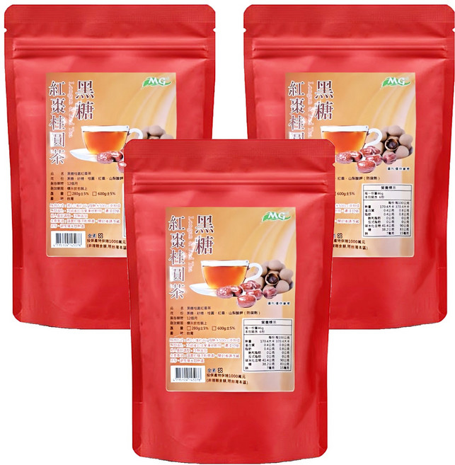 茂格生機 黑糖紅棗桂圓茶, 280g, 1包, 3包