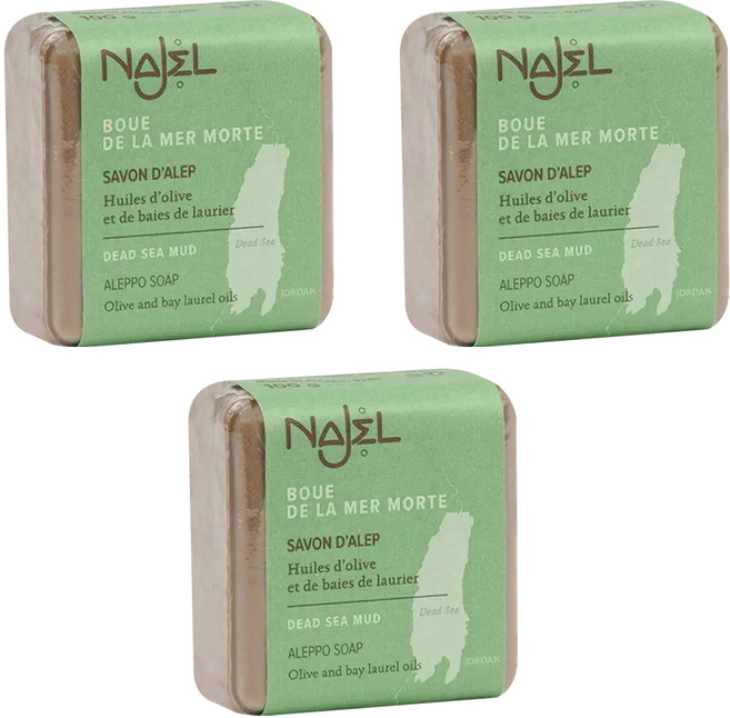NAJEL 台灣公司貨 阿勒坡手工古皂 死海泥, 100g, 3個