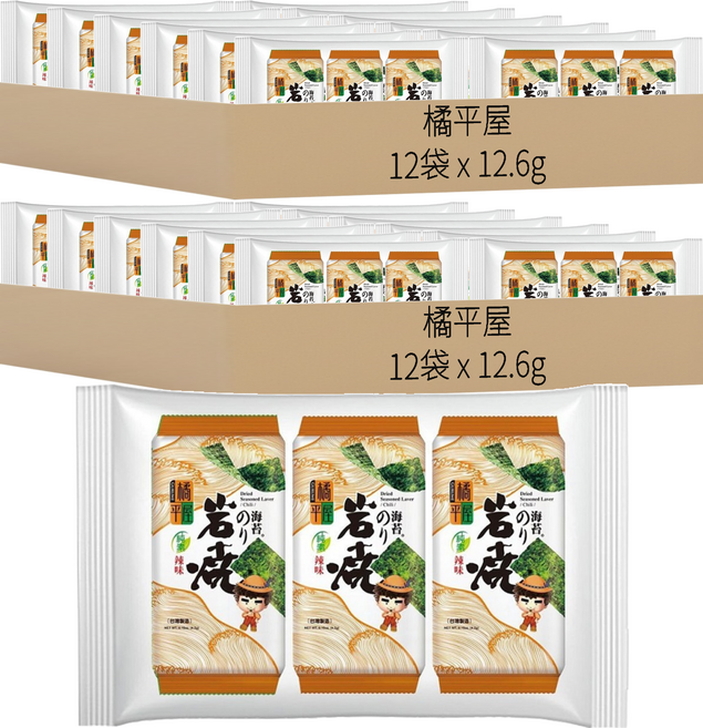 橘平屋 岩燒海苔 辣味 3入, 12.6g, 24袋