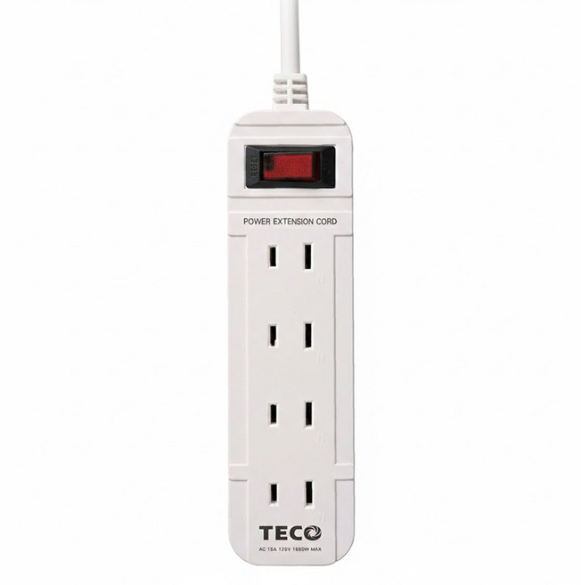 TECO 東元 一開四插轉接電源線組, 2.7m, 白色, 1個