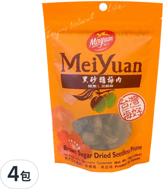 美元蜜餞 小立袋系列 黑砂糖梅肉, 30g, 4包