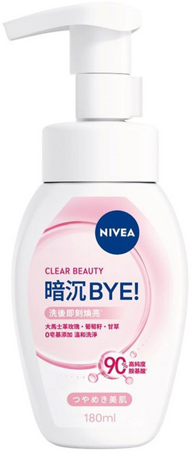 NIVEA 妮維雅 玫瑰胺基酸微米淨膚泡泡慕斯 煥白修護, 180ml, 1瓶