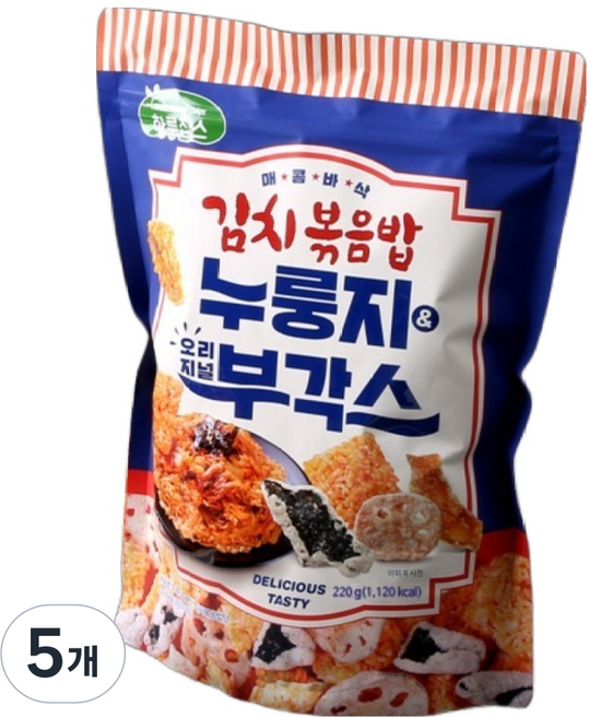 HARU Crispy Chips 鍋巴 & 香脆海苔 韓式泡菜炒飯口味, 220g, 5個