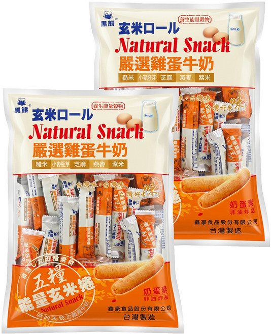 黑熊 五糧能量玄米捲 奶蛋素, 400g, 2袋