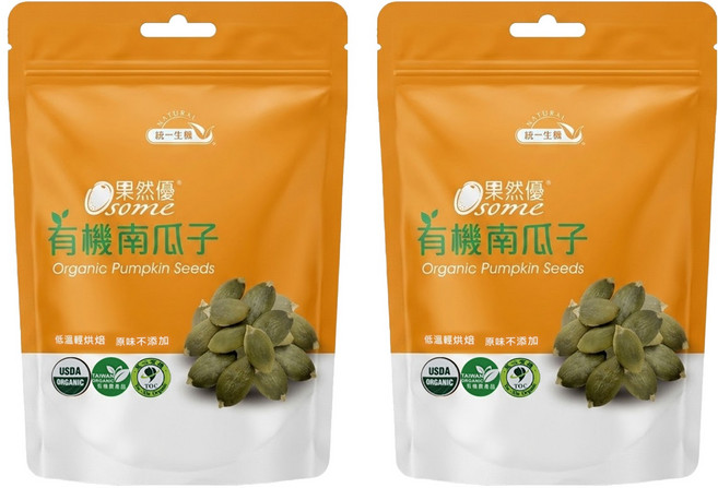 統一生機 Osome 果然優 有機南瓜子, 180g, 2包