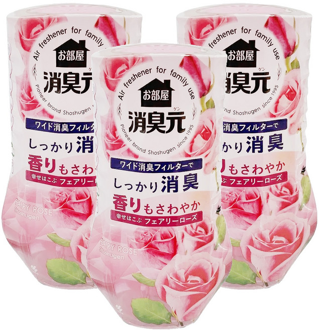 KOBAYASHI 小林製藥 消臭元 室內芳香劑, 童話玫瑰花香, 400ml, 3瓶