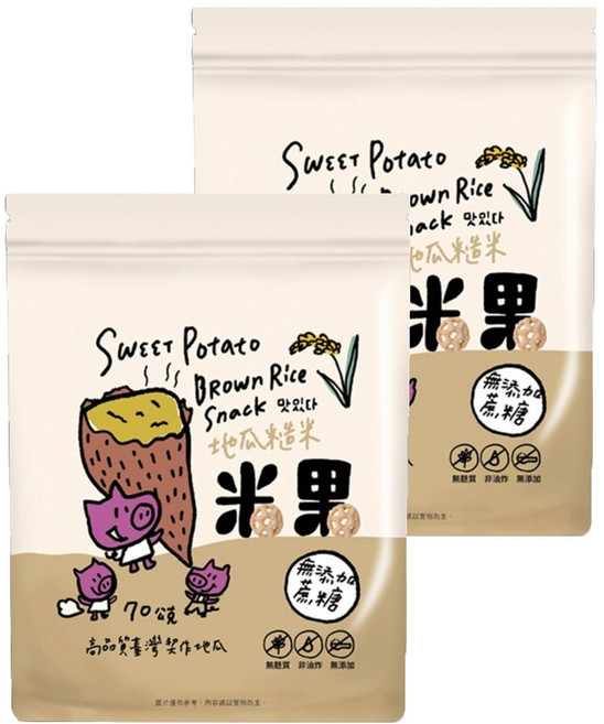 薌園 糙米米果, 地瓜, 70g, 2包
