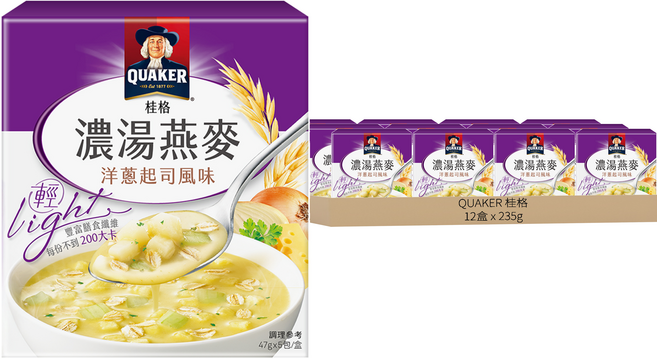 QUAKER 桂格 濃湯燕麥 洋蔥起司風味 5包, 235g, 12盒